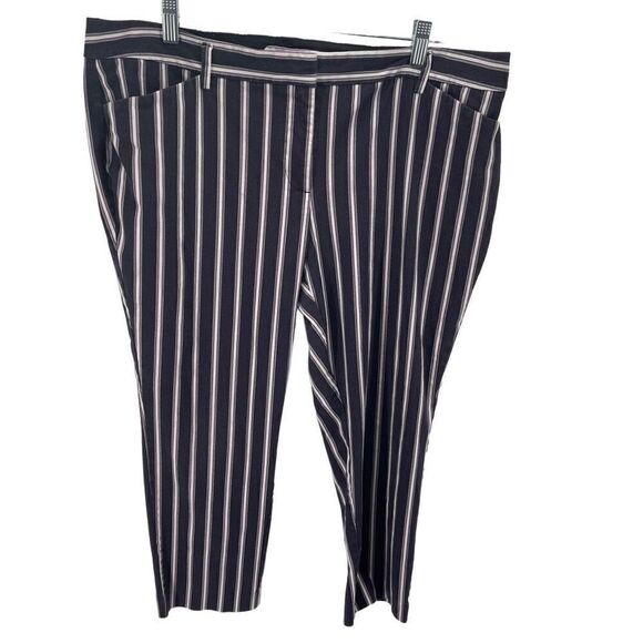Worthington Womens Ankle Pants Striped Slim Ankle Pocket Black Purple Size 14 - Picture 1 of 9